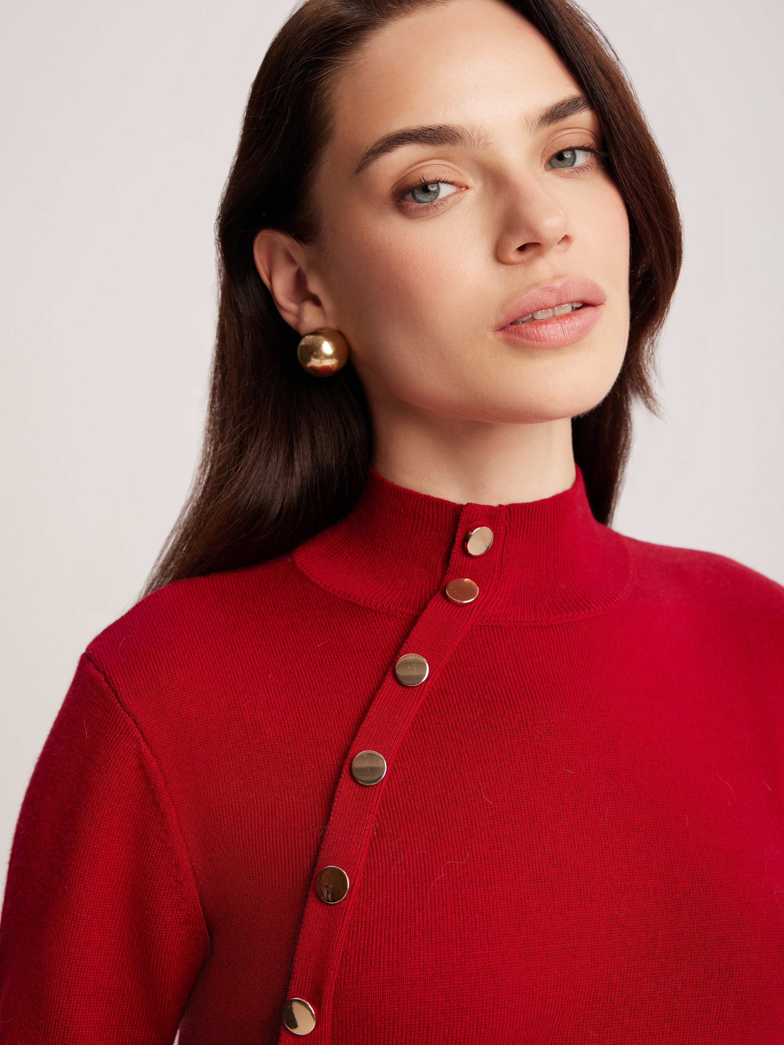 Jumper with accent buttons, Red — photo 5