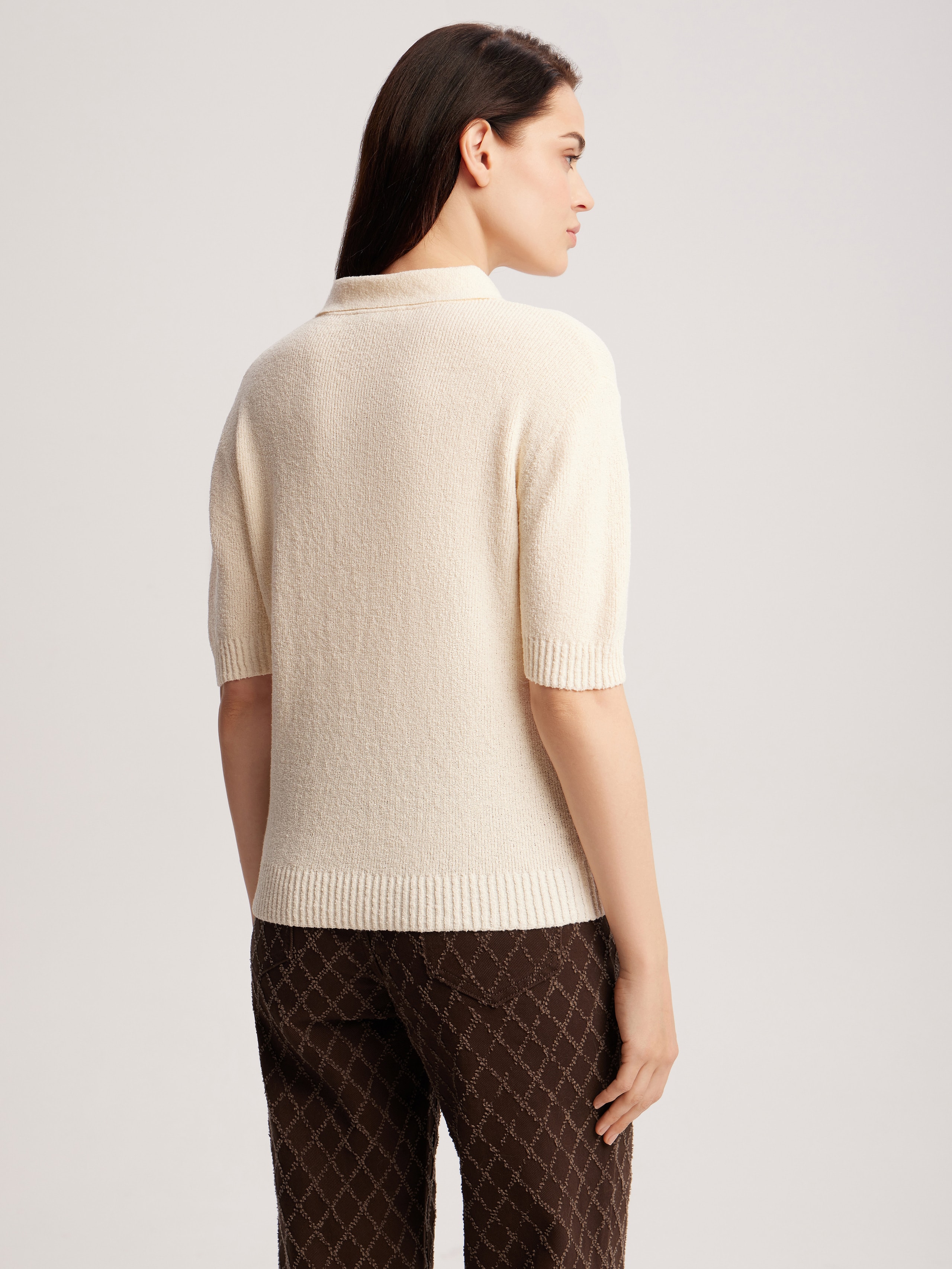 Polo jumper made of boucle yarn, White — photo 9