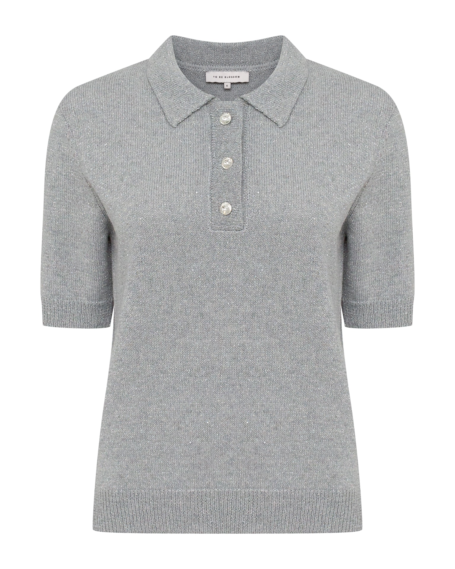 polo shirt with lurex, Gray — photo 2