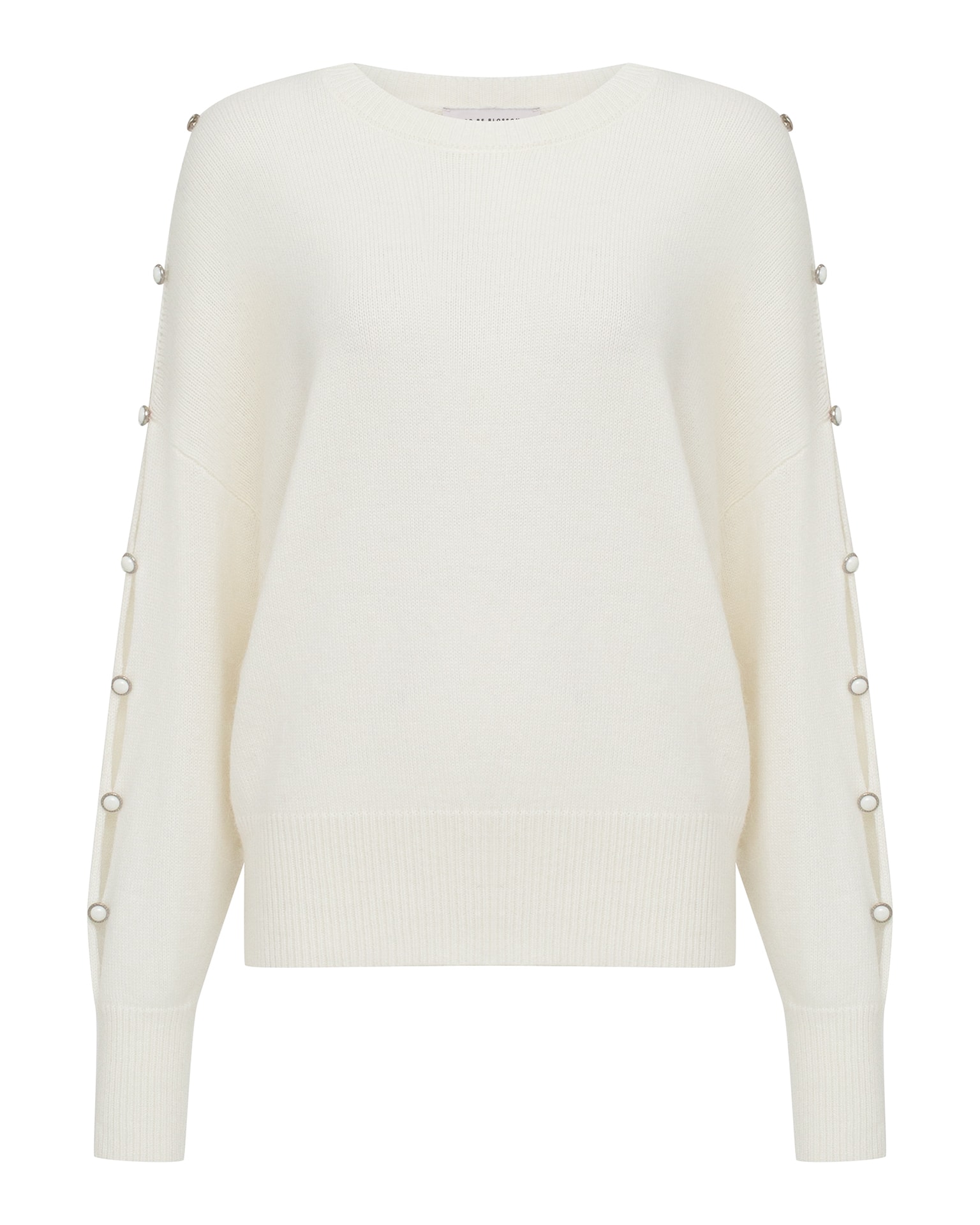 Jumper with accent buttoned sleeves, White — photo 2