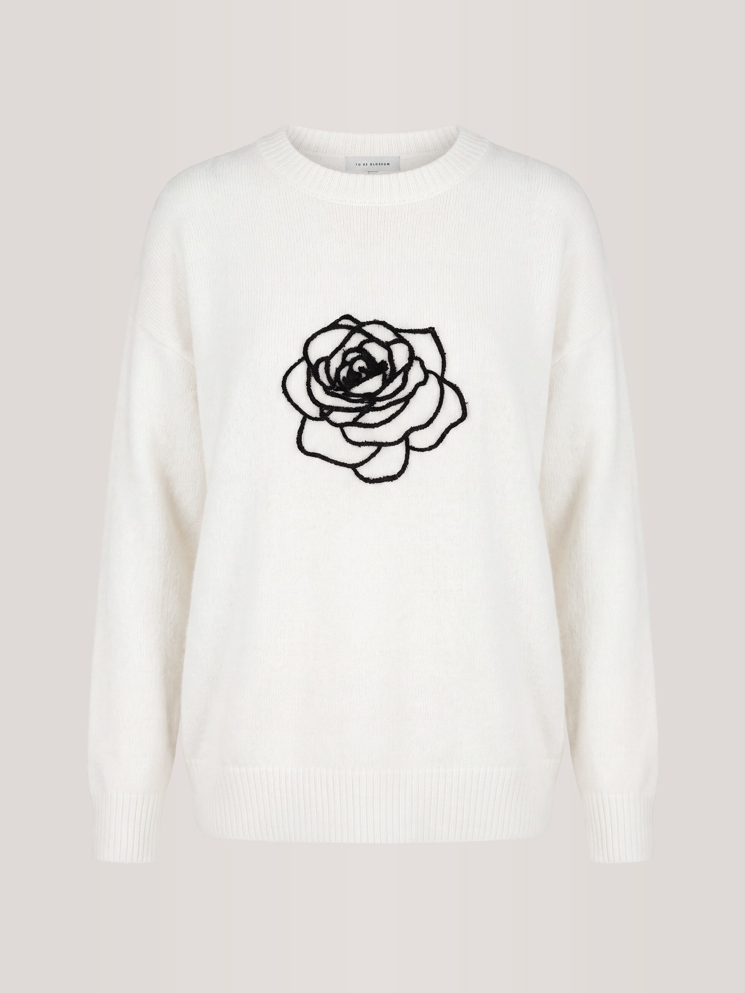 Jumper with velvet rose applique, White — photo 2