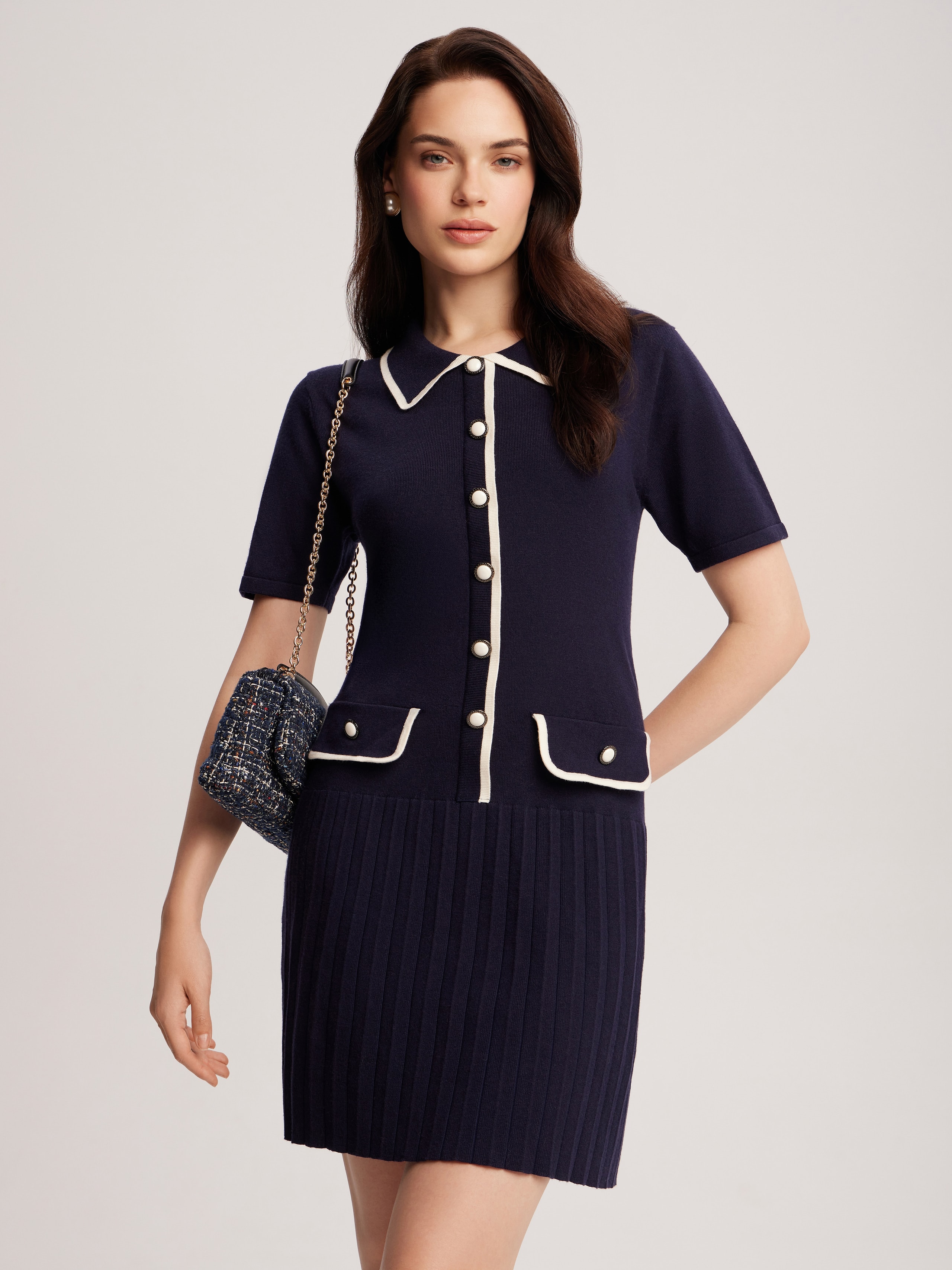 Dress with pleated hem, Blue — photo 4