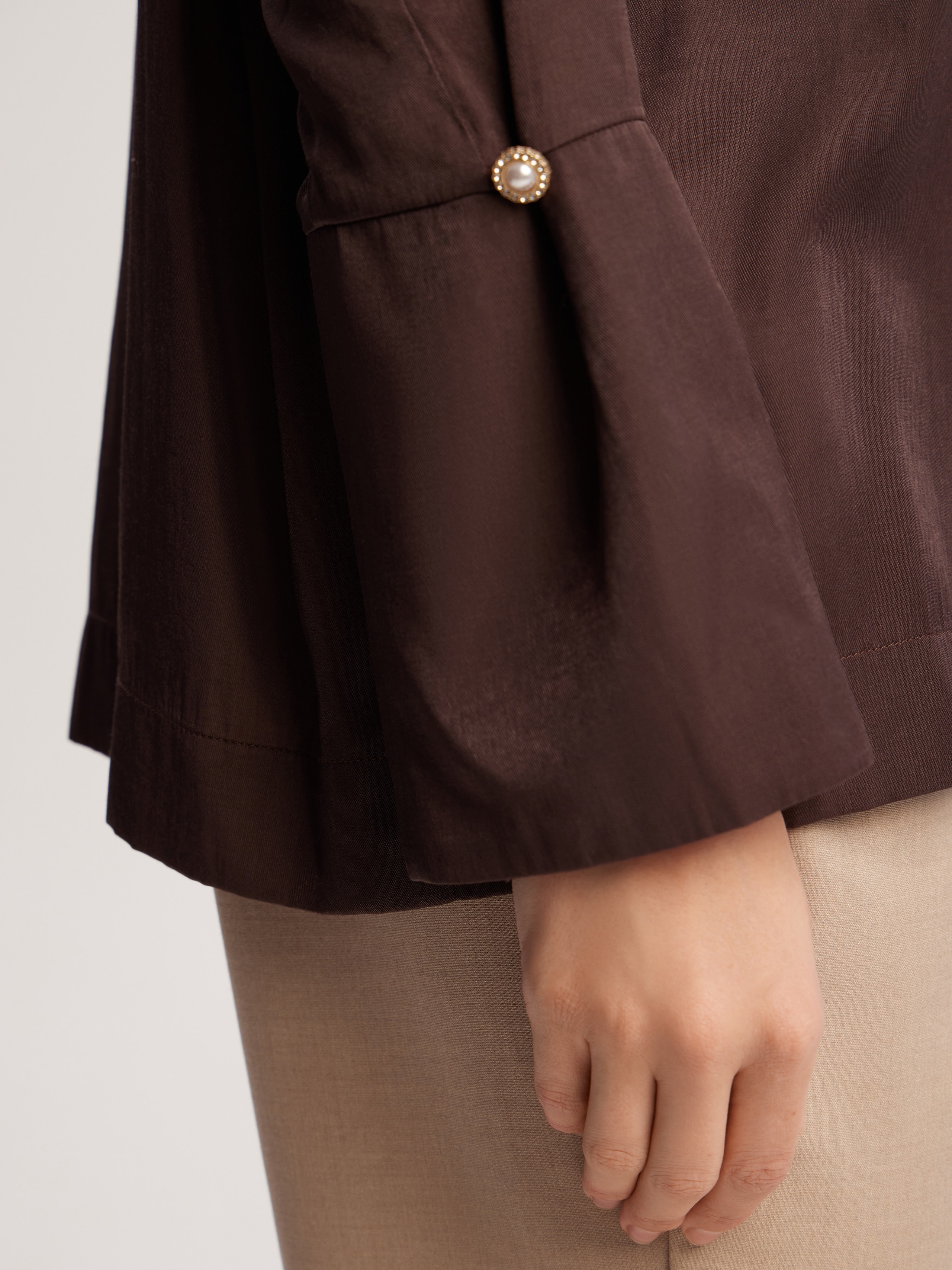 Blouse made of flowing fabric, Brown — photo 4