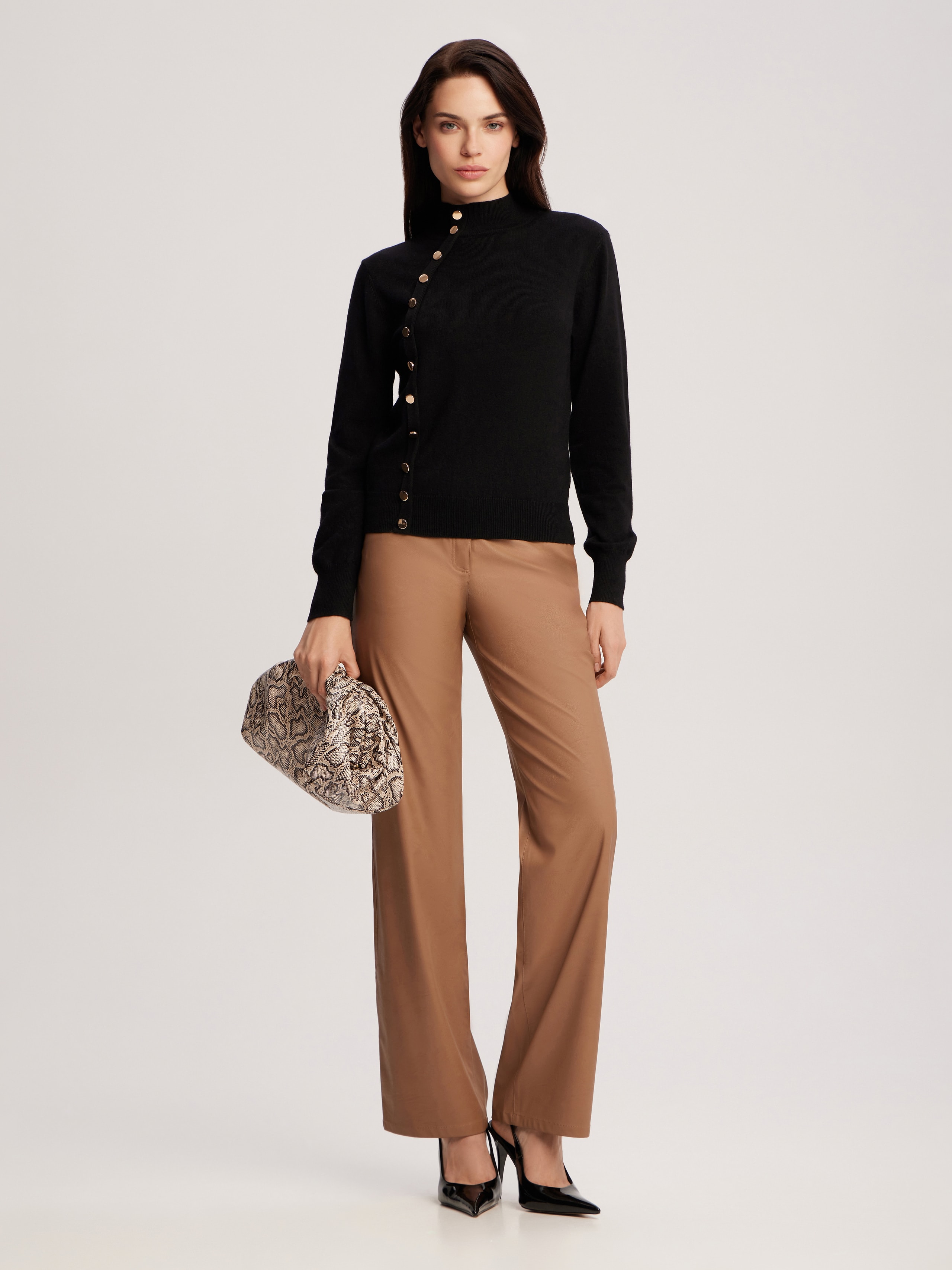 Jumper with accent buttons, Black — photo 7