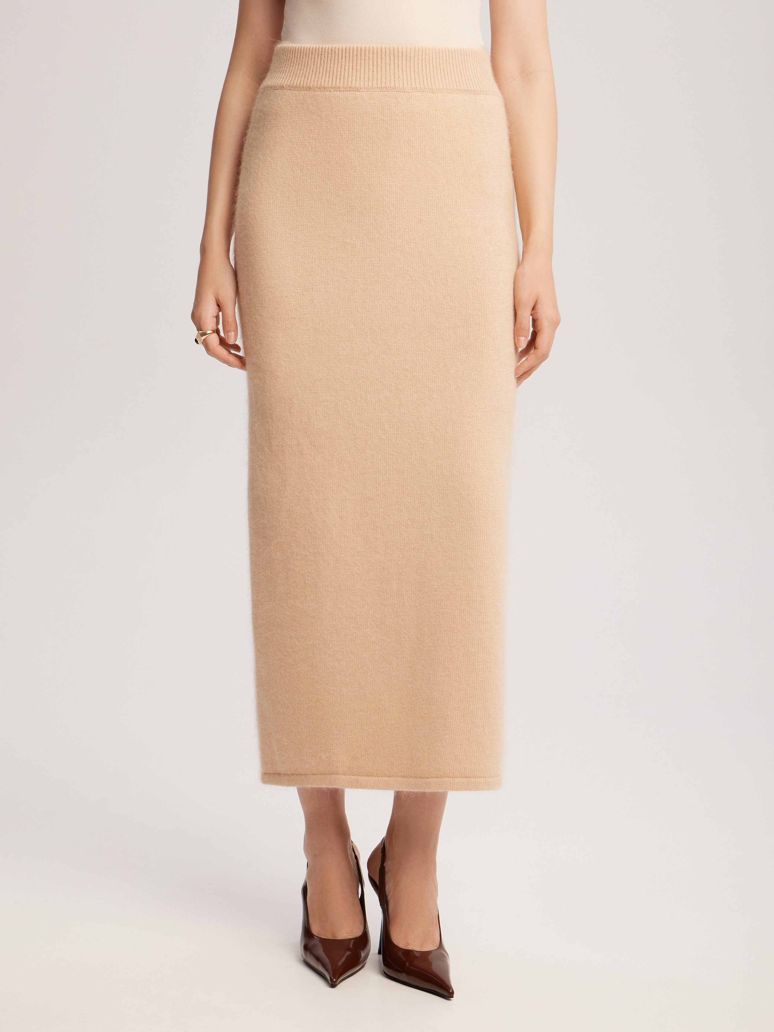 Angora midi skirt, Beige — photo 3