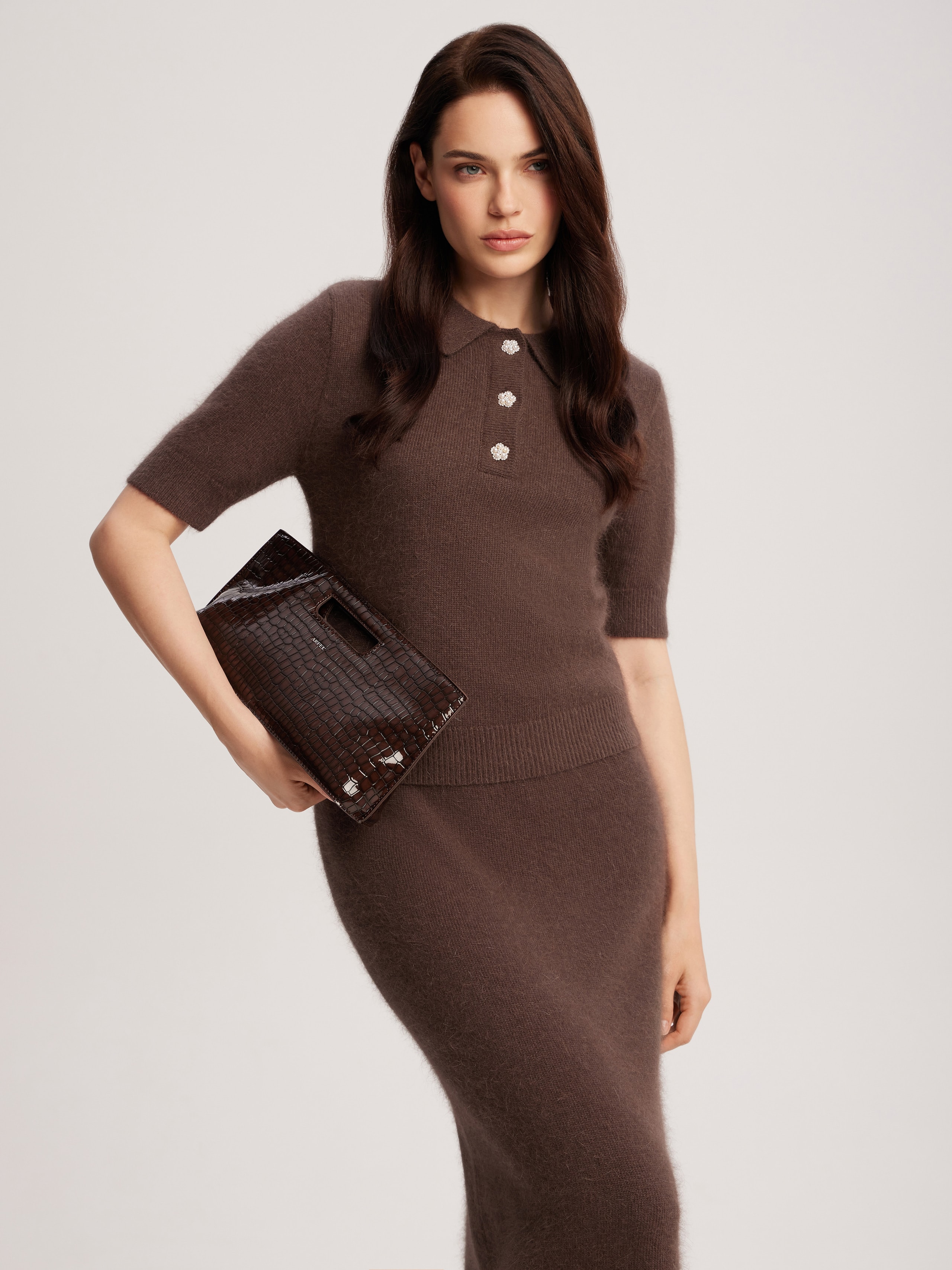 Angora midi skirt, Brown — photo 3