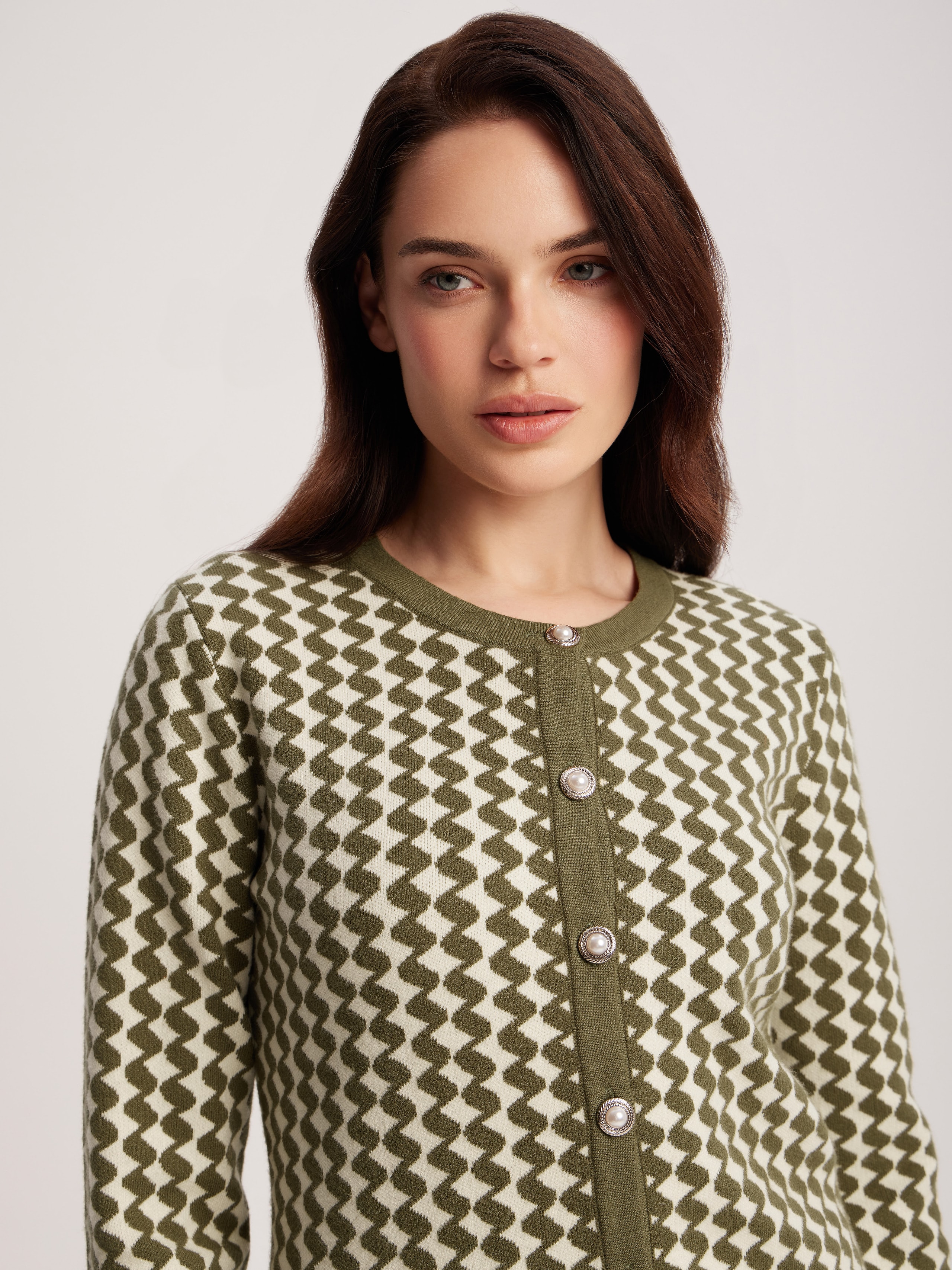 Jacquard suit with geometric pattern, Green — photo 7