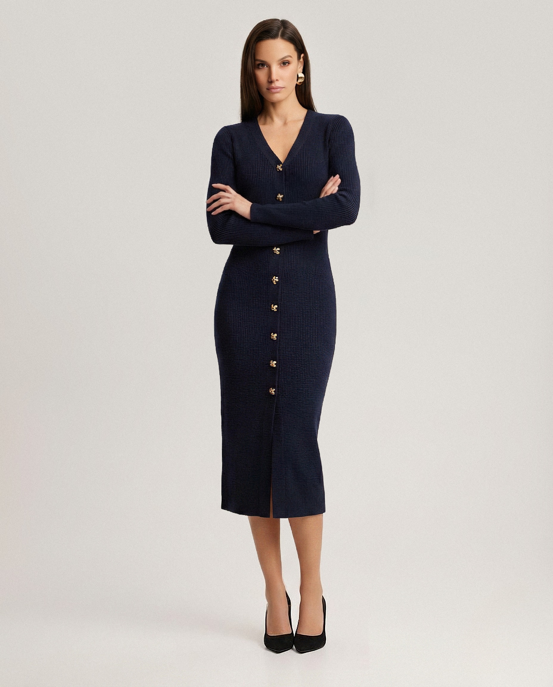 Merino wool dress, Navy blue.