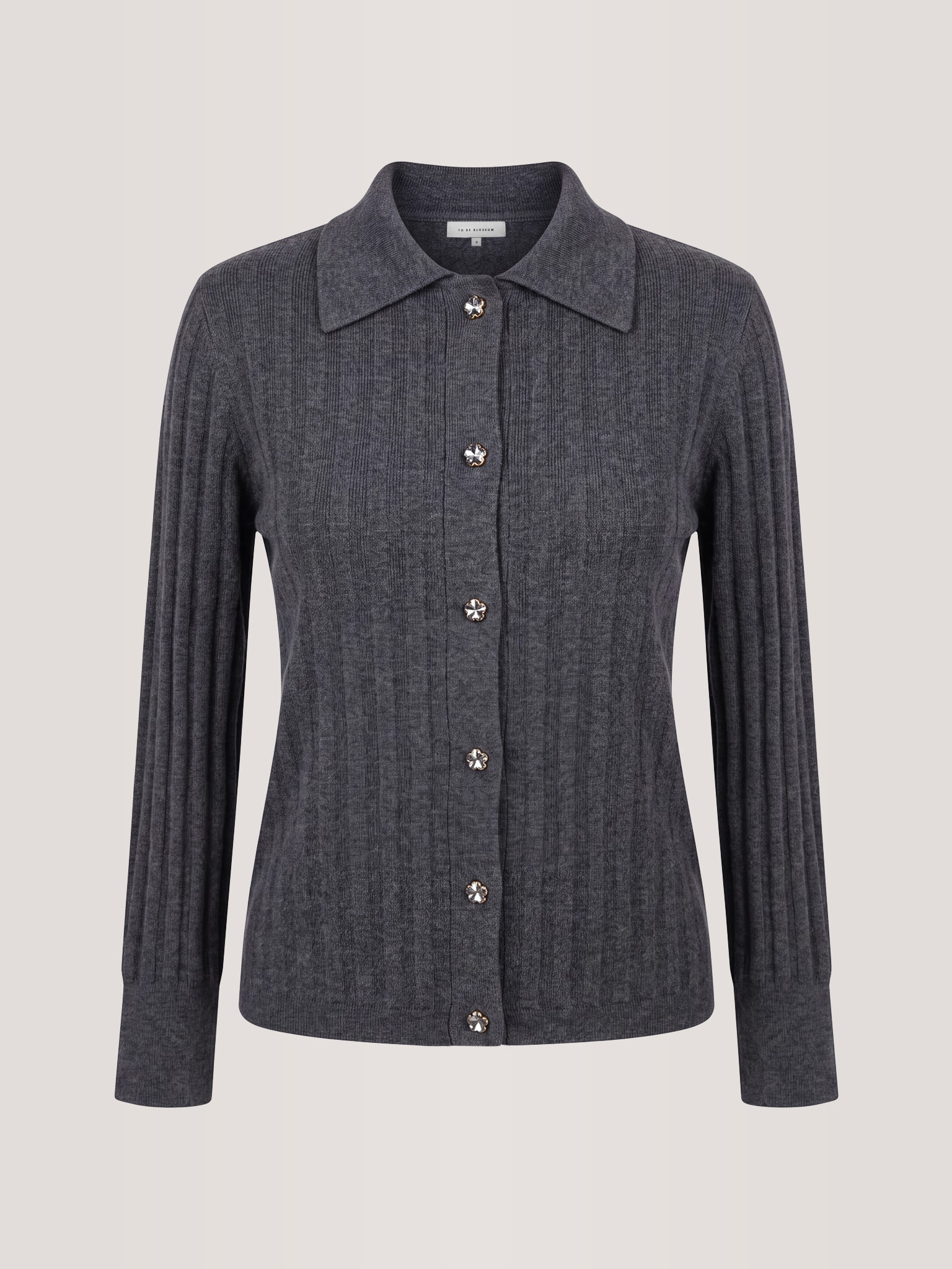 Cardigan with rhinestone buttons, Gray — photo 2