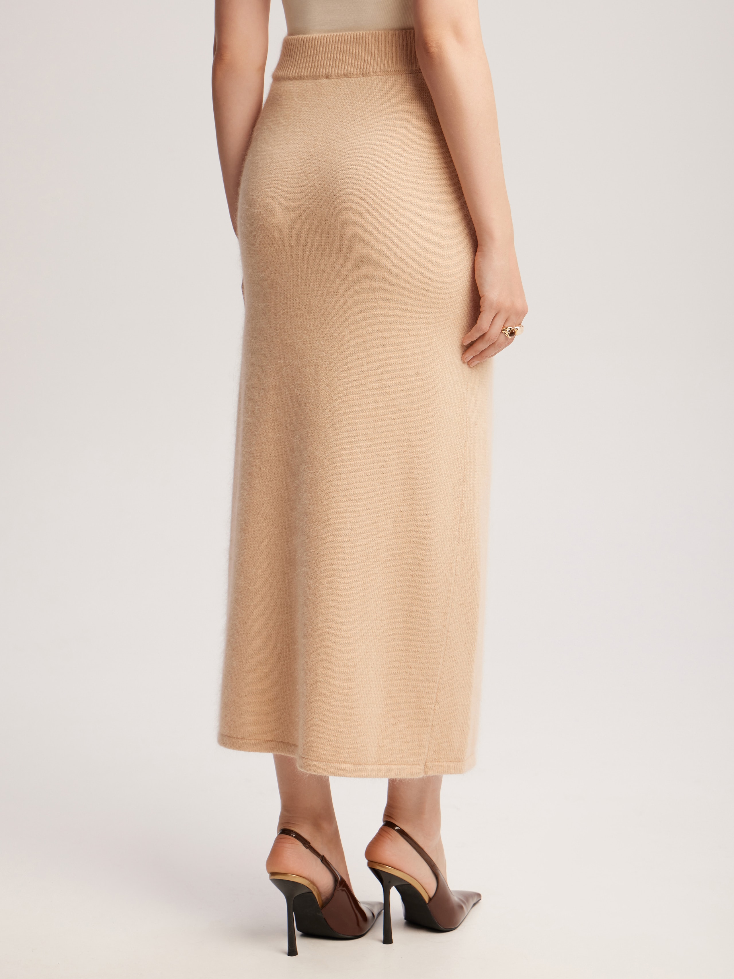 Angora midi skirt, Beige — photo 5